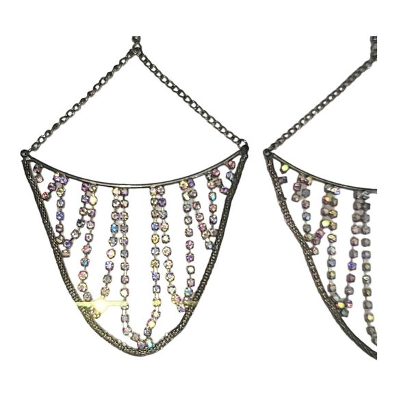 Vintage Aurora Borealis Rhinestone Chandelier Earrings 5"‎ - Picture 6 of 13